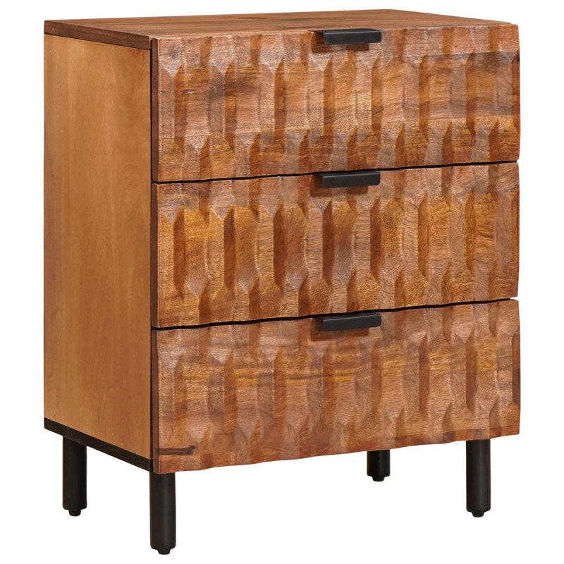 50cm W Solid Wood Bedside Table, Brown