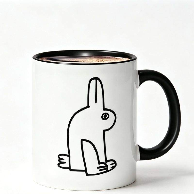 Ceramic Coffee Mug Featuring The Duck Vs Rabbit Illusion, Perfect for Tea, Milk, Or Water.