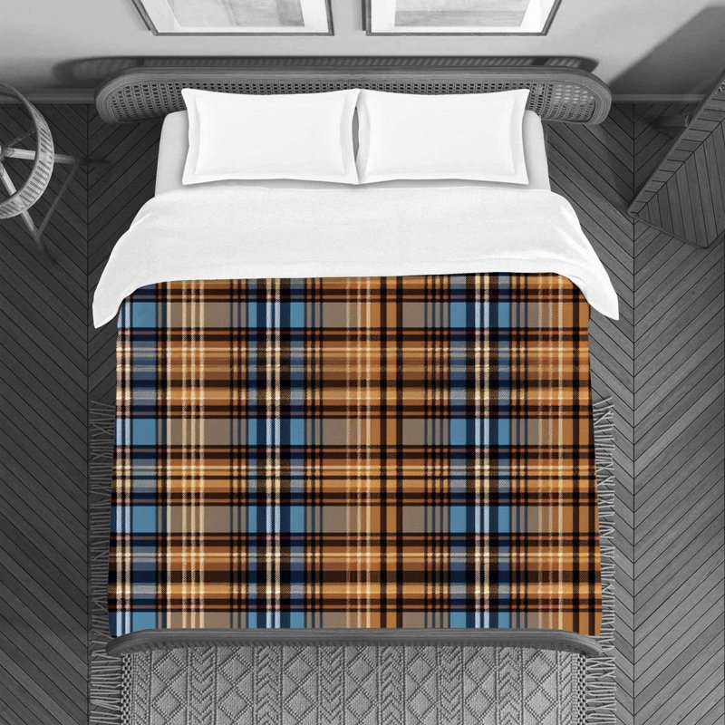 Housse de couette en tartan à carreaux 8438, Housse de couette pour lit simple