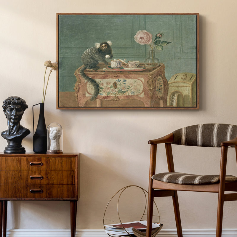 Paysage rétro - CDX, 17" H x 25" W, Toile encadrée noyer flottant