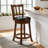 Rotating Bar Stools Set of 2, Traditional Padded Faux Leather Swivel Bar Stool with Footrest for Kitchen Island, Counter Height (Set of 2)