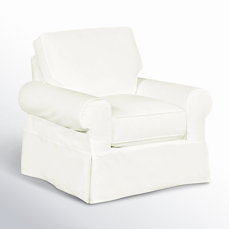 Porter Slipcovered Armchair, Bayou Off White Canvas
