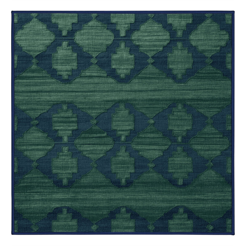 Machine Washable Trellis Gray Area Rug, Square 5'