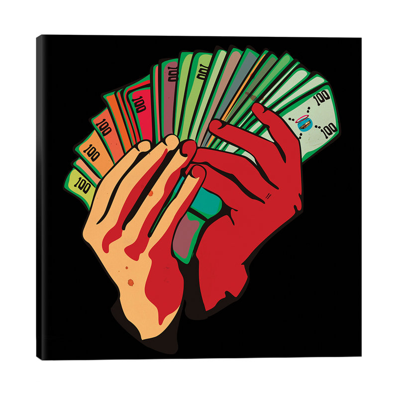 Money Hands by Dai Chris Art - Print on Canvas, No Frame, 45.72 cm H x 45.72 cm W x 1.91 cm D