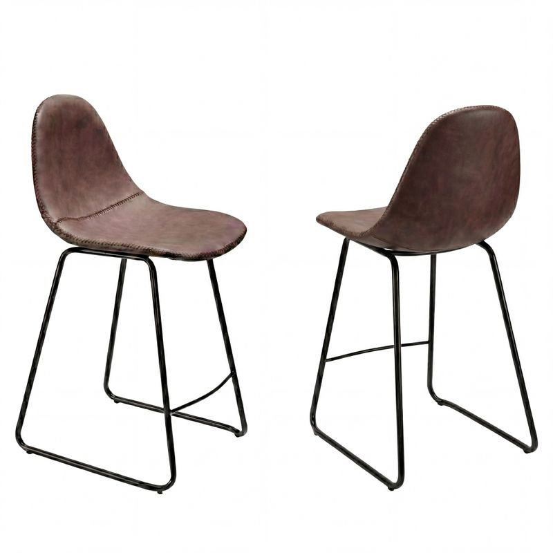 Tabouret 30 "en similicuir brun (ensemble de 2), Tabouret de bar (siège de 30 po de hauteur)