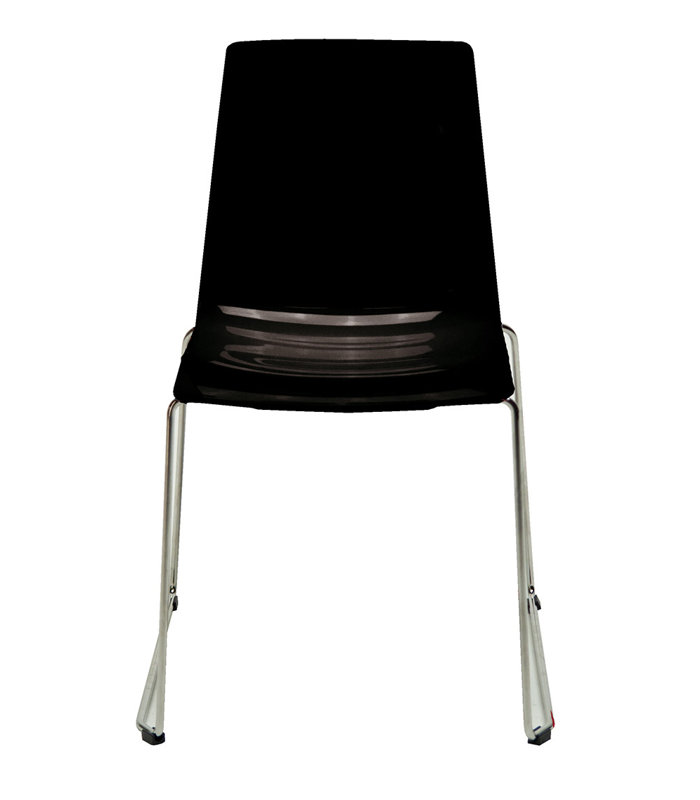 Outdoor Stacking Dining Side Chair, Glossy Black