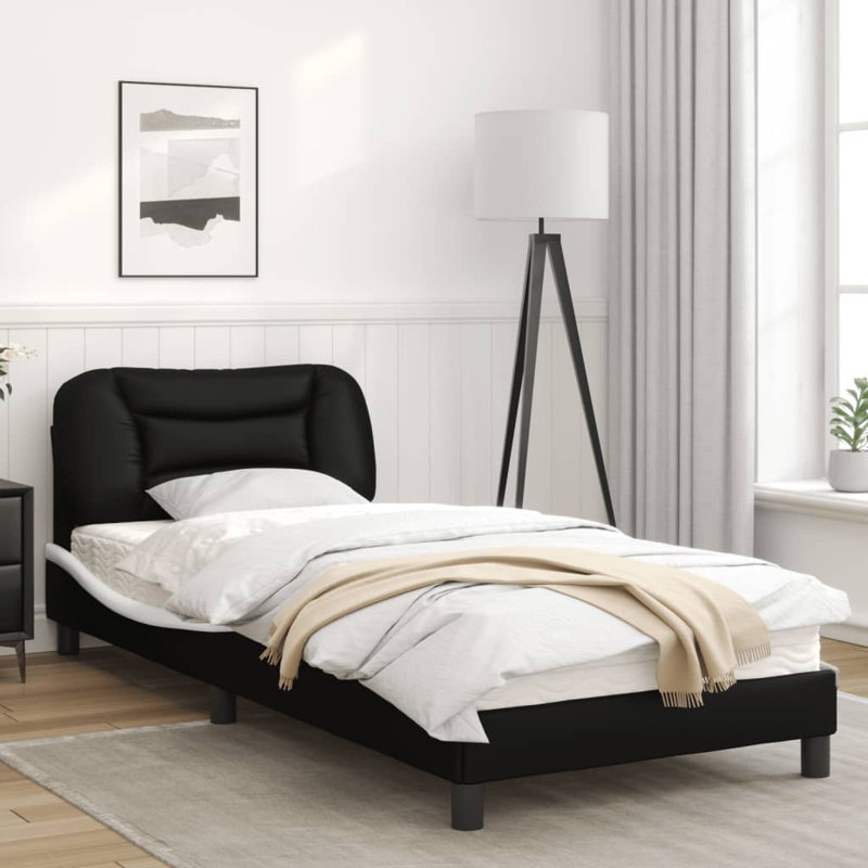 Cadre de lit vidaXL avec DEL sans matelas Hvar noir et blanc 80 x 200 cm, Noir / blanc, 31,5 po x 78,7 po