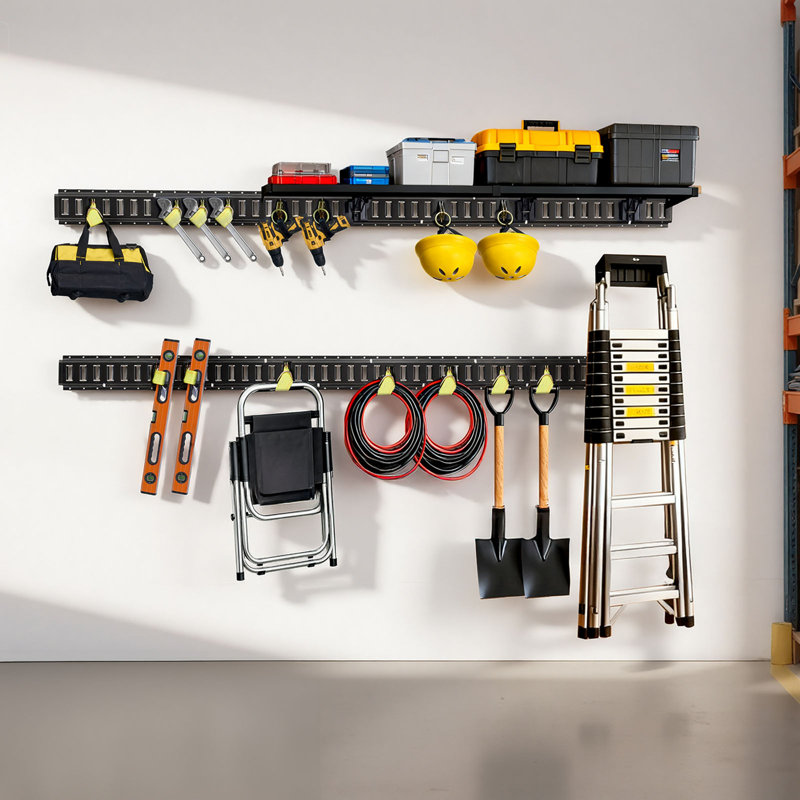 E-Track Tie-Down Rails, 7.7 ft E Track Rails Secures Cargo & Heavy Loads Up to 2,000 lbs, Trailer Tie-Down System Suitable for Garages, Vans, Motorcycle Tie Downs, ATV Mountings