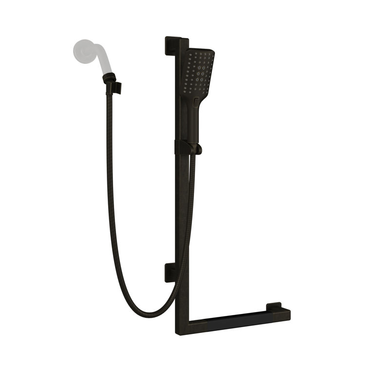 Seville Slide Bar Slip Resistant ADA Compliant 500 lb Weight Capacity Slide Bar with Multi-function Handshower Left