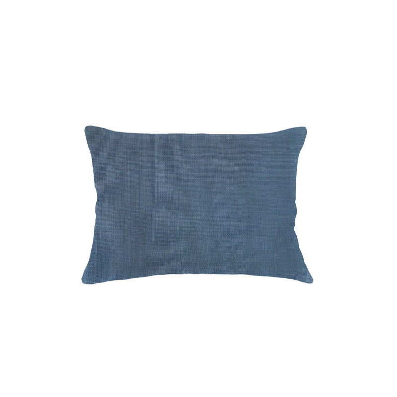 Oreiller en lin bleu marine 14 po x 20 po avec insert en duvet, Marine Blue