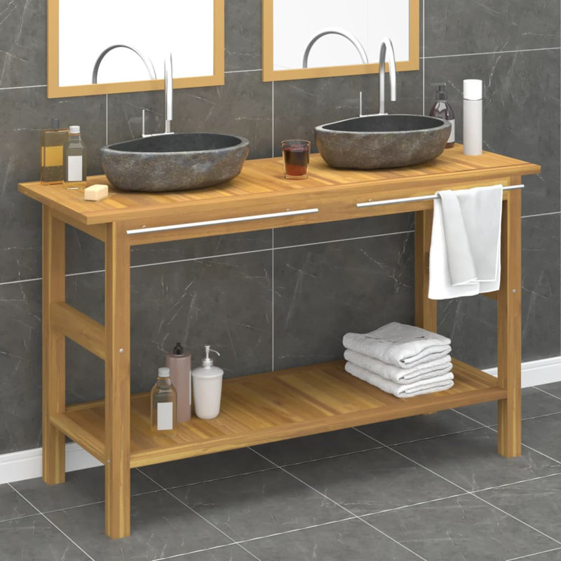 Gerdie 52'' Double Bathroom Vanity with Solid Wood Top
