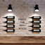 Support à vin mural | Support à vin mural en bois avec rangement pour 8 bouteilles et supports noir mat | Support à vin mural avec finition rustique | Parfait pour les petits espaces