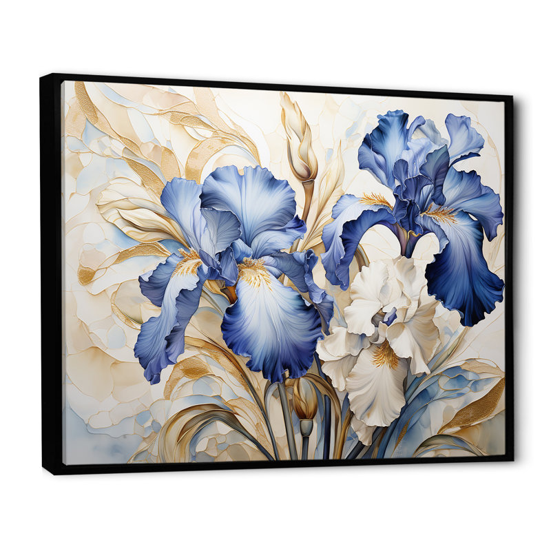 Minimalisme sérénade d'iris sur toile, H 30 po x l 40 po x P 1,5 po, Cadre flottant noir