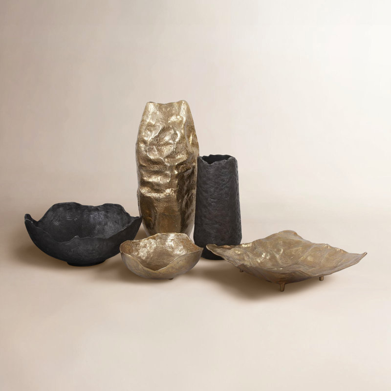 Dafina Round Bowl Uneven Rough Gold Finish