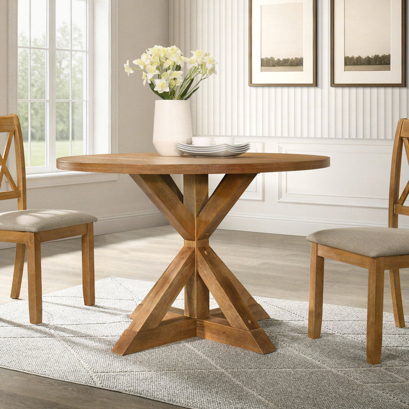 Windvale Cross-Buck Base Dining Table, Dining Height Table, Cottage Oak