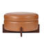 Table basse ronde avec repose-pieds en cuir avec base en bois massif