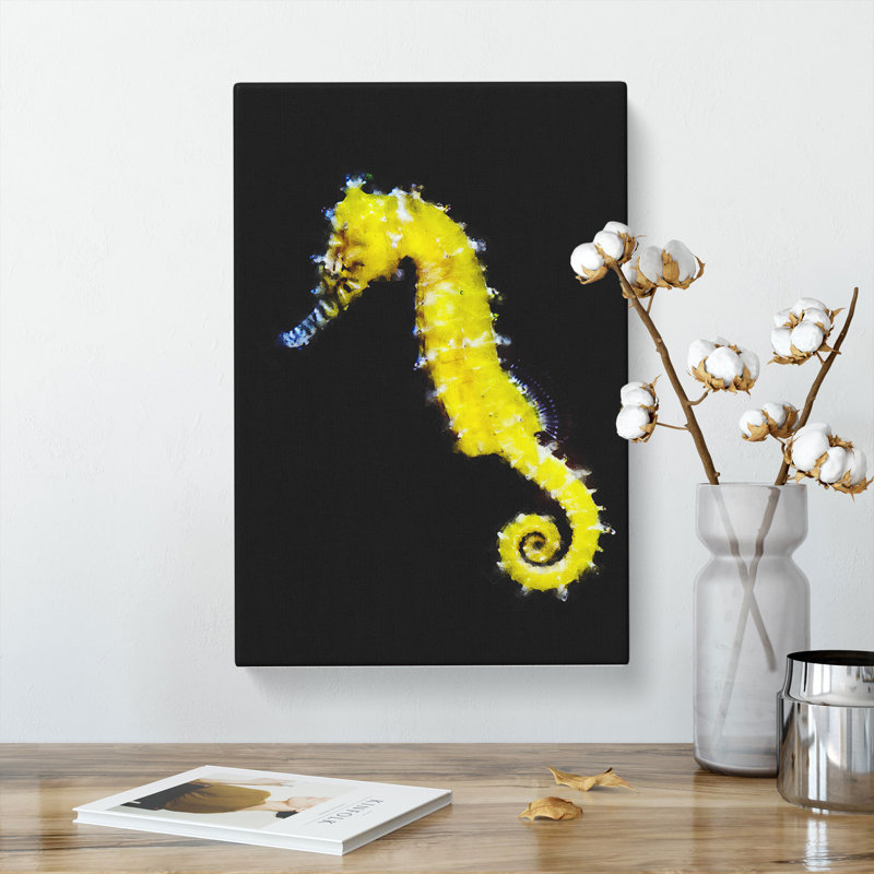 Yellow Seahorse - Wrapped Canvas Print, 50cm H x 35cm W x 3cm D