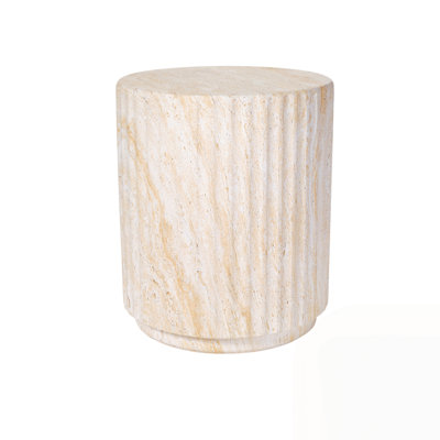 Cylinder Shaped MgO Patio End Table with Wave Design