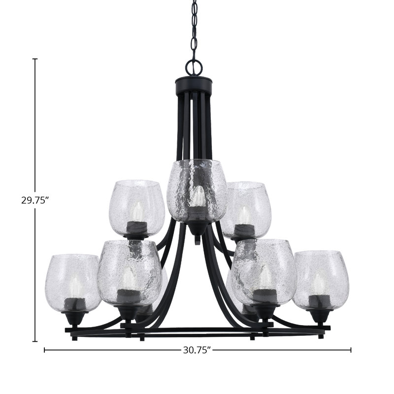 Paramount 9 Light Uplight Chandelier, Frosted Clear