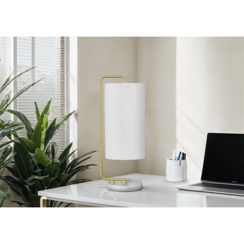 20"h, Table Lamp, White Marble, Ivory / Cream Shade, Contemporary