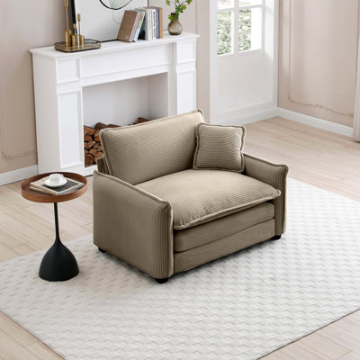 Comfortable Single Deep Seat Sofa With One Pillow, Suitable For Living Room And Bedroom, Club Multiple Occasions, Corduroy