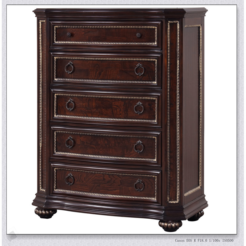 Commode Paris G09300-CH avec finition cerisier chaud, grand rangement et placage en bois véritable durable pour une décoration intérieure élégante