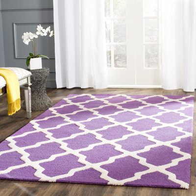 Cannen Geometric Handmade Tufted Wool Light Pink/Ivory Area Rug