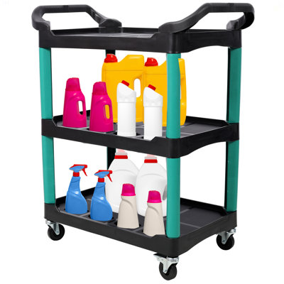 3 Tier Rolling Auto Detail Cart With Wheels,Car Wash Organizer For Detailers Garage, Workshop, Repair Shop, Storage Tool