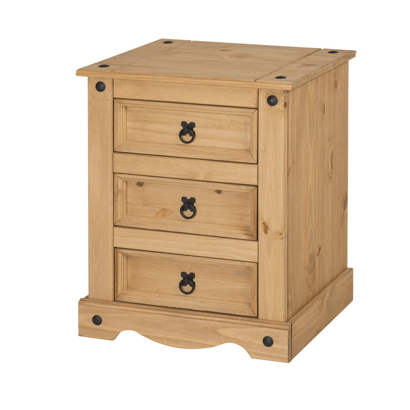 Palmea 53cm W Solid Wood Bedside Table, Antique Wax