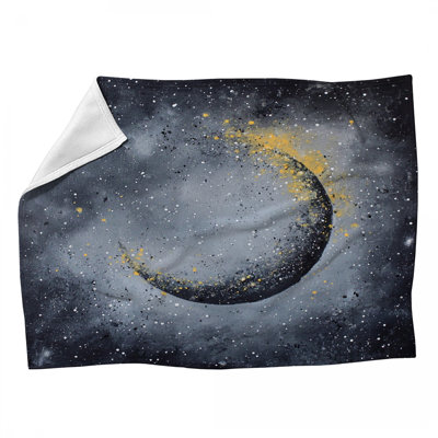 Crescent Moon Fleece Throw Blanket - Space Throws for Sofas or Beds