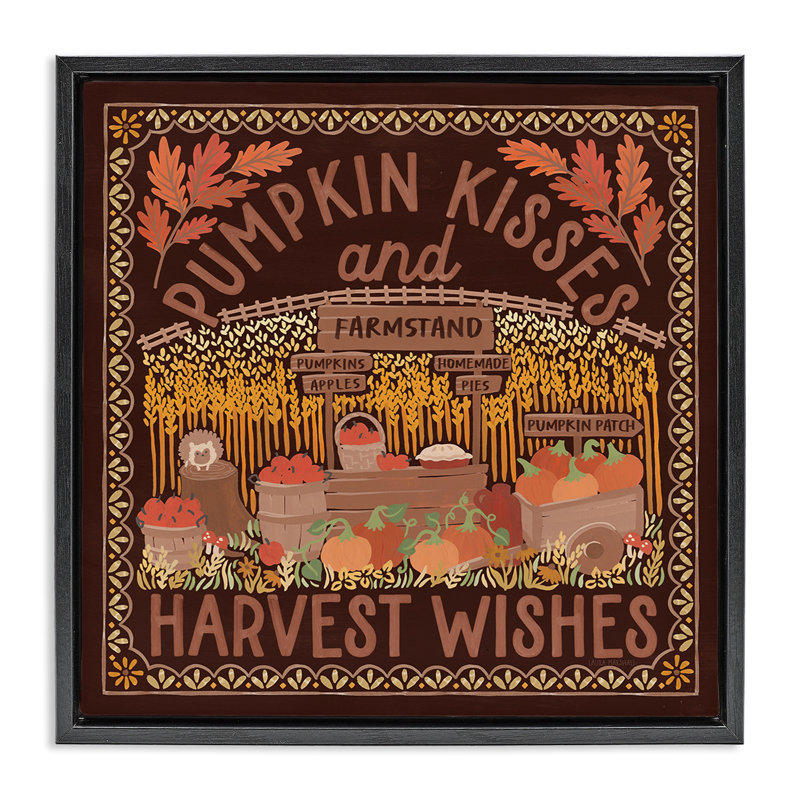 «Autumn Harvest Wishes», art mural encadré par Laura Marshall, Cadre flottant noir de jais, H 25 po x l 25 po