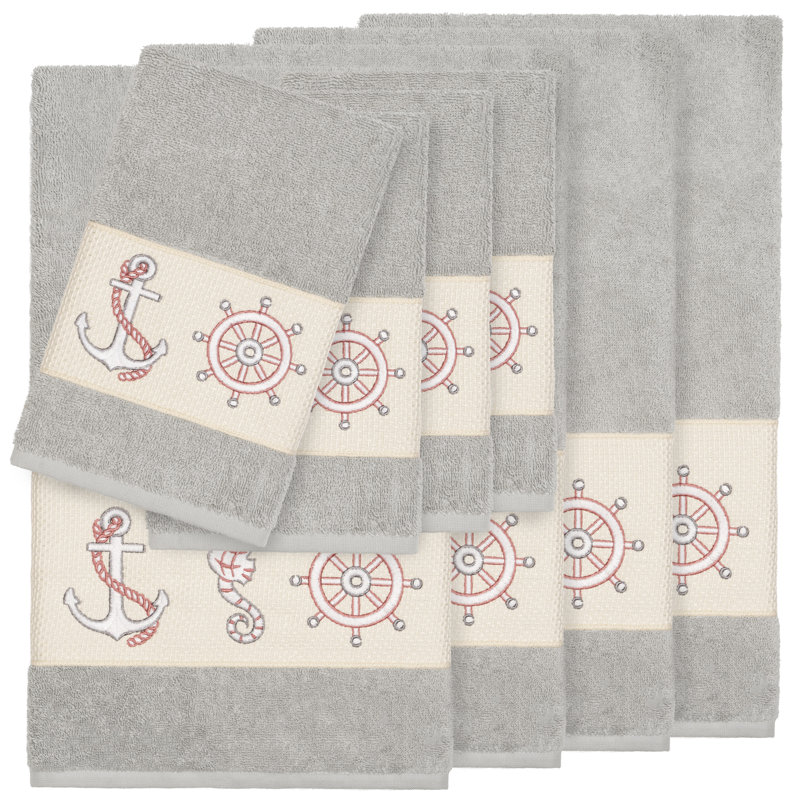 Easton 8 Piece Turkish Cotton Towel Set, Light Gray