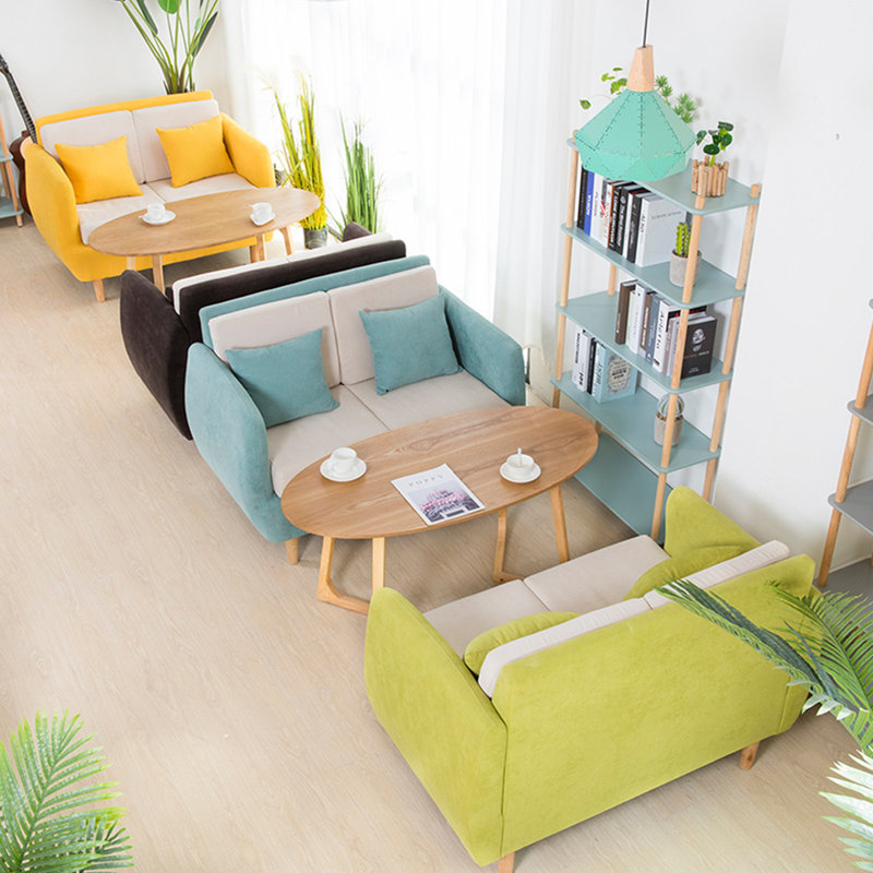 Banc de café décontracté simple 49,21, Lin / coton bleu clair