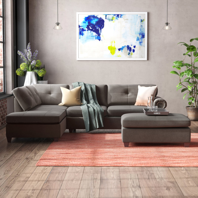 Burkhalter Upholstered L-Shaped Sectional Reversible, Ash Black