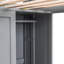 Lit mezzanine simple en bois gris avec rangement stable et tablettes robustes, armoire et bureau intégré-713087576