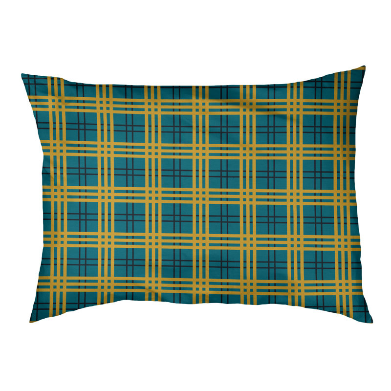Coussin d’extérieur de luxe Caroline football, Petit (l 28 po x P 18 po x P 4 po), Sarcelle / noir / or