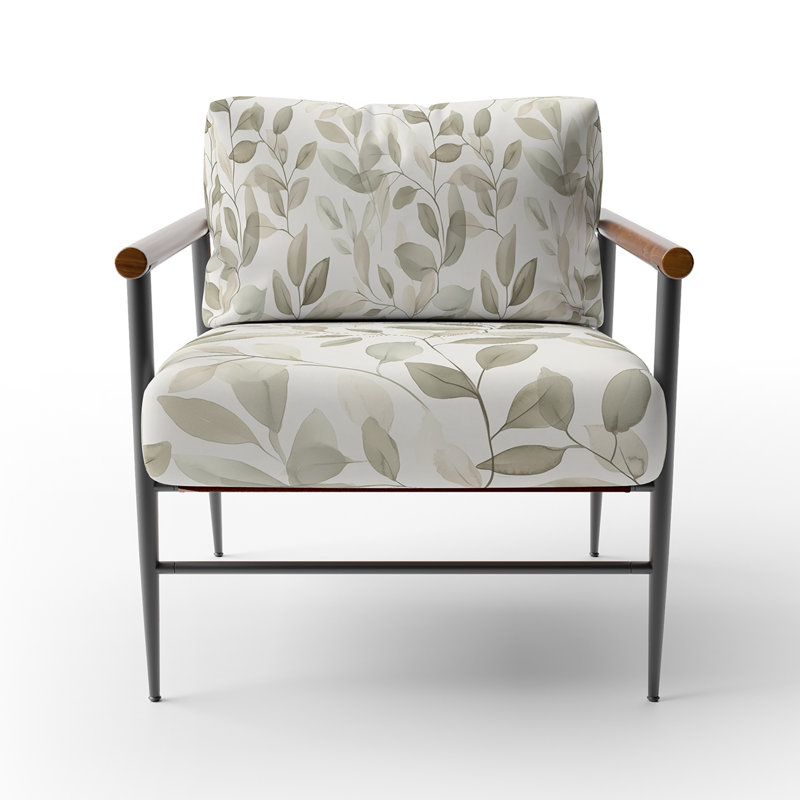 Chaise rembourrée Abstract - Fauteuil Coastal, Bras ronds bruns