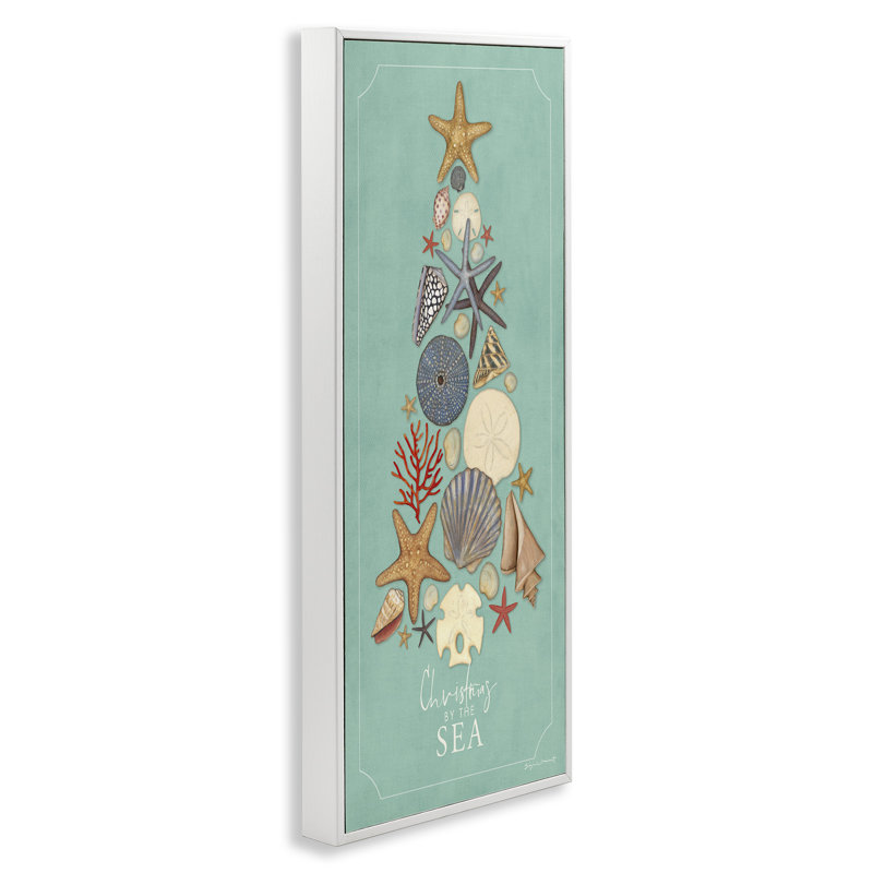 «Seashell Holiday», estampe numérique par Stephanie Workman Marrott, Giclée encadrée blanc bord de mer, H 30 po x l 13 po