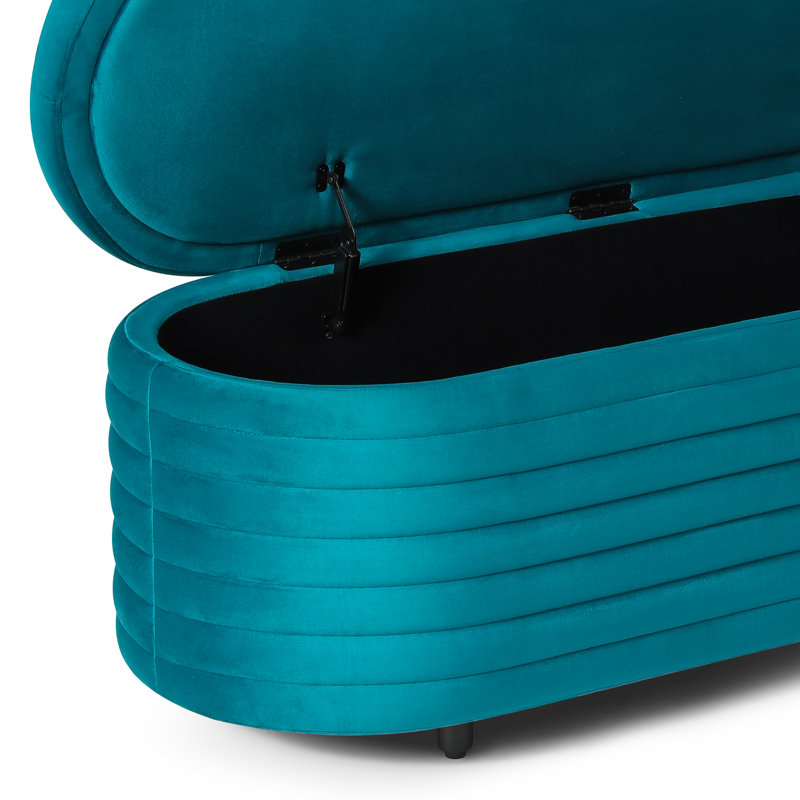 Farrah Upholstered Storage Bench, 18.1" H x 54" W x 19" D, Teal