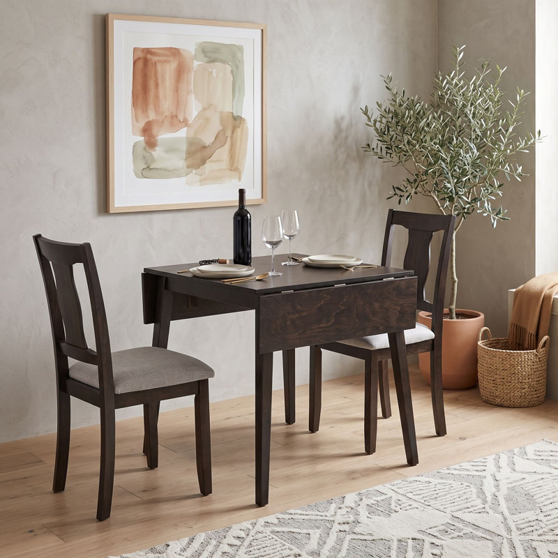 Ensemble de table de salle à manger pliable 3 pièces avec rallonge et chaises rembourrées pour la salle à manger