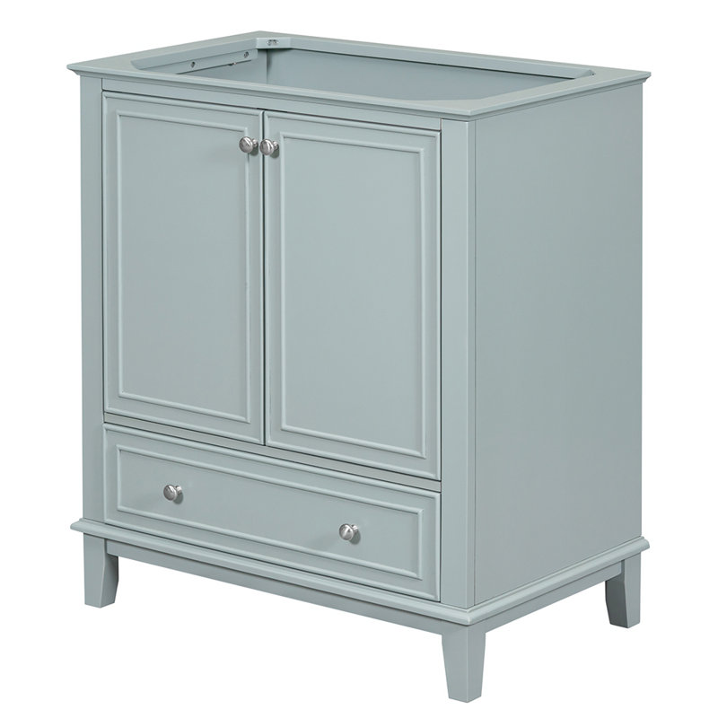 Rashiem 29.5'' Single Bathroom Vanity with Solid Wood+MDF Top, Green