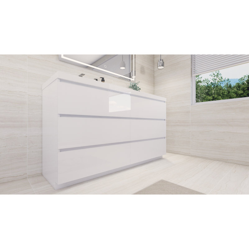 Ensemble de meuble-lavabo simple 60 po Hardy, Blanc ultrabrillant
