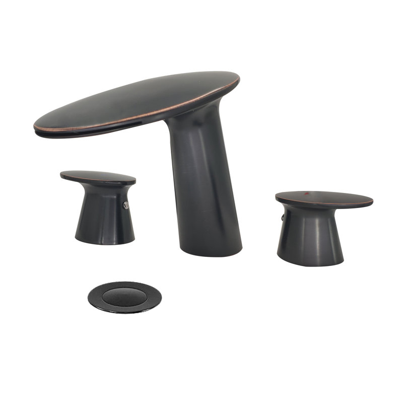 Widespread 2-handle Bathroom Faucet with Drain Assembly, Black