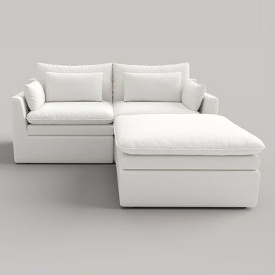 3-piece Double Layer Cushion Sectional Sofa With Ottoman