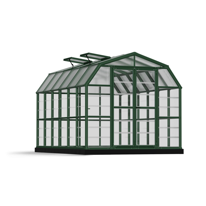 Grand Gardener 8' x 12' Clear Polycarbonate Greenhouse with Green Frame