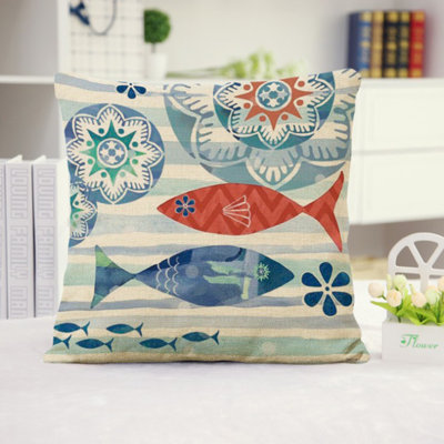 (Covers With Inserts) Set of 2 Sea Lives Throw Pillows