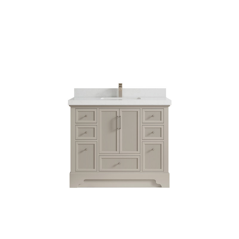 Alys 42'' Single Bathroom Vanity with Quartz Top, Carrara Quartz