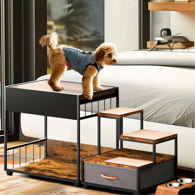 Pet Elevated Bunk: Soft Sponge. Slip Surface. Extra Storage Area. Vintage Theme Window Perch For Pets Vintage: Bunk Bed With Fluffy And Comfy Sponge Option