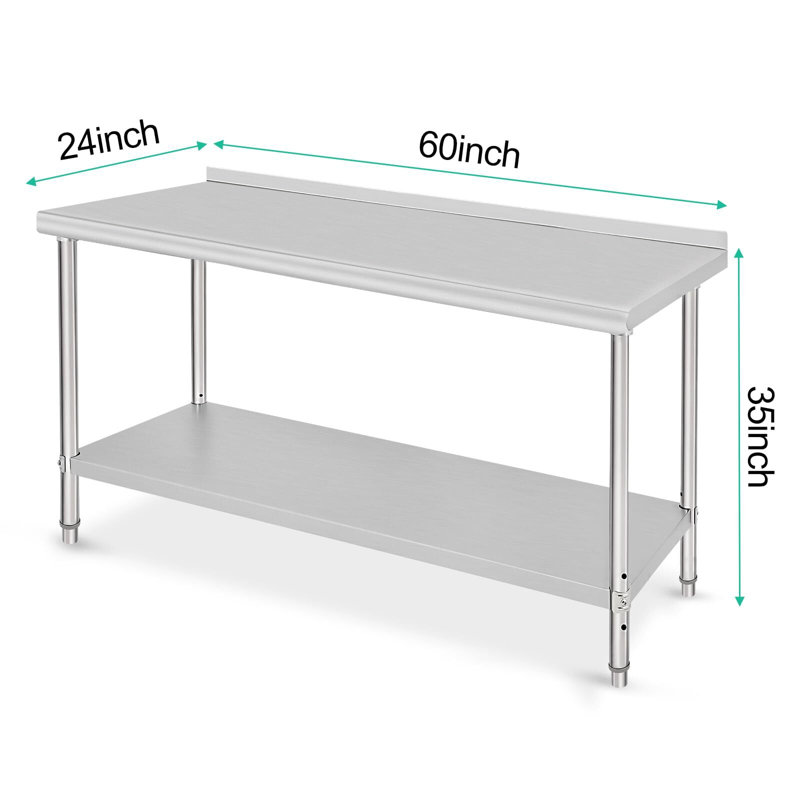 Stainless Steel Table Commercial Work Table,NSF Three Layer Workbench Heavy Duty Prep Worktable