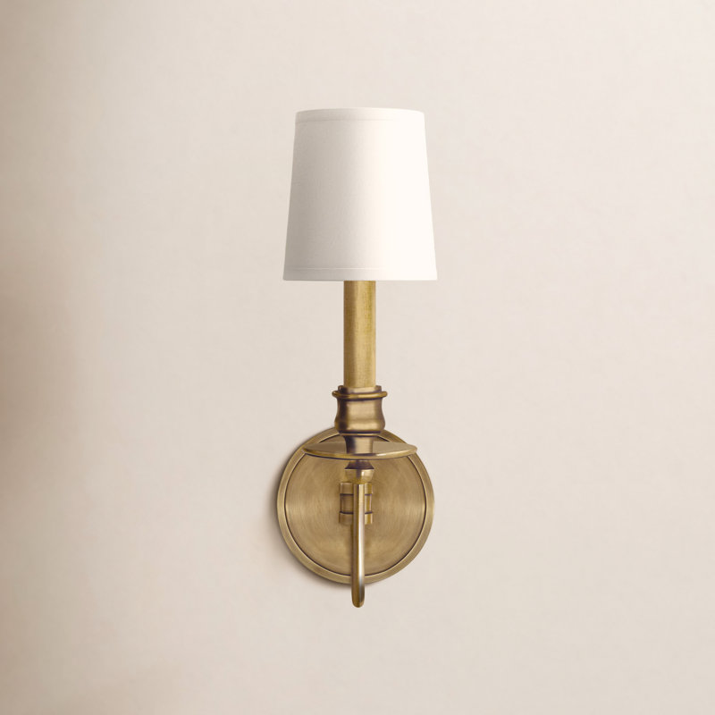 Coby Candle Wall Light, Aged Brass, Cream